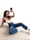 Spodnie damskie OLAVOGA DAKEN 2026 ciemny jeans -maWer Fashion
