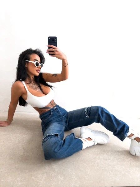 Spodnie damskie OLAVOGA DAKEN 2026 ciemny jeans -maWer Fashion