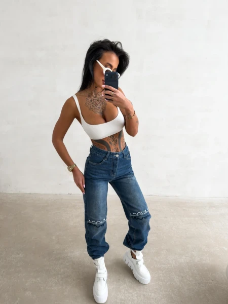 Spodnie damskie OLAVOGA DAKEN 2026 ciemny jeans -maWer Fashion