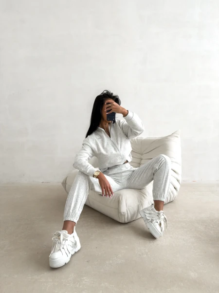 Komplet damski OLAVOGA BLOOM 2026 szary - maWer Fashion