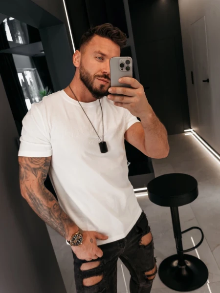 T-shirt męski OLAVOGA KAAR 2026 ecru - maWer Fashion