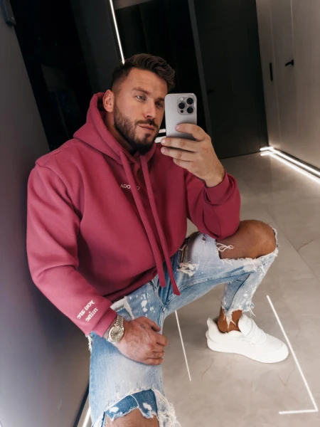Bluza męska OLAVOGA ADORE MEN 2026 brudny róż - maWer Fashion