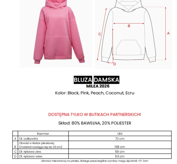 Bluza damska OLAVOGA MILEA 2026 różowa - maWer Fashion