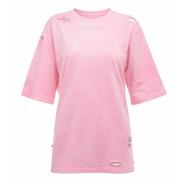 T-shirt damski OLAVOGA ZOANCE 2026 różowy - maWer Fashion