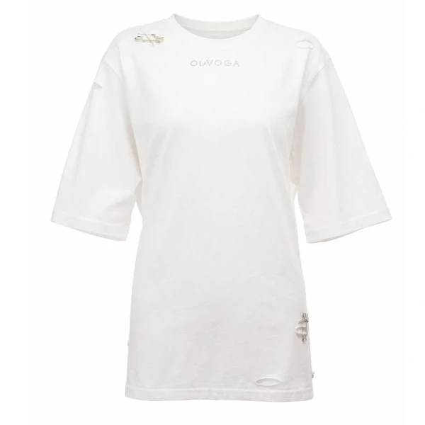 T-shirt damski OLAVOGA ZOANCE 2026 ecru - maWer Fashion