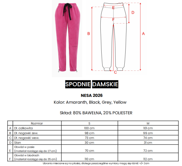 Spodnie damskie OLAVOGA NESA 2026 żółte - maWer Fashion