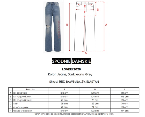 Spodnie damskie jeansy OLAVOGA LOVERI 2026 ciemny jeans - maWer Fashion