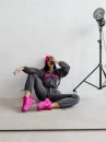 Welurowy komplet damski OLAVOGA AVONI 2026  grafitowy - maWer Fashion