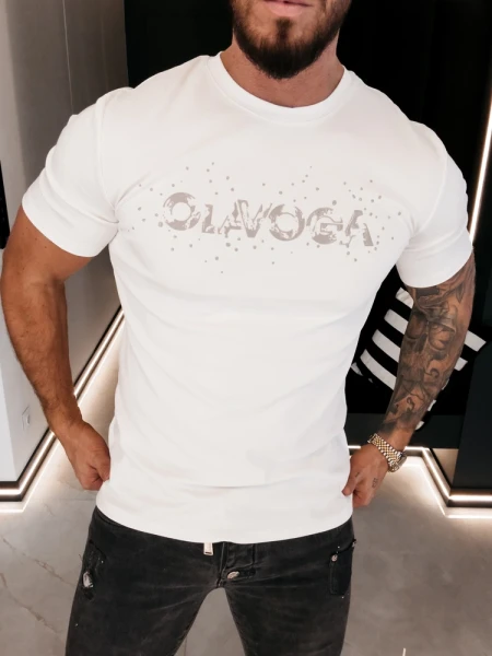 T-shirt męski OLAVOGA BIX 2026 ecru - maWer Fashion