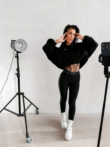 Legginsy damskie OLAVOGA GLITZ 2026 czarne - maWer Fashion