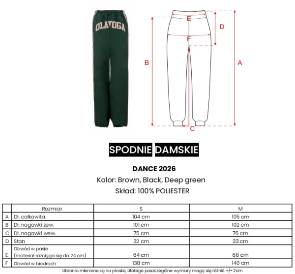 Spodnie damskie OLAVOGA DANCE 2026 brąz - maWer Fashion