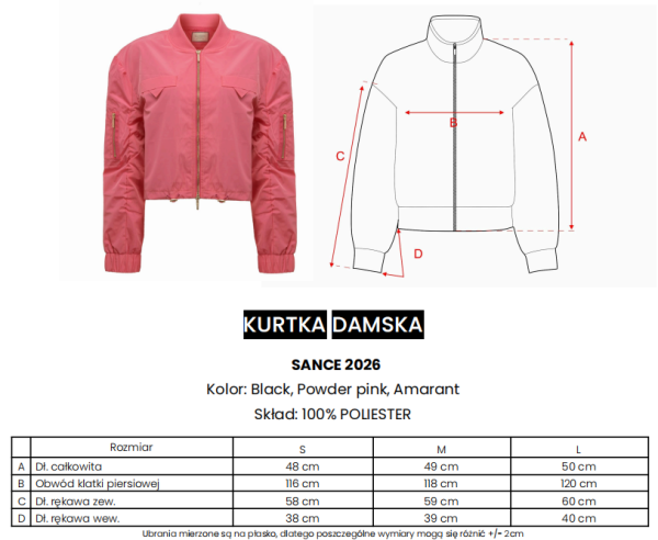 Kurtka damska OLAVOGA SANCE 2026 pudrowy róż - maWer Fashion