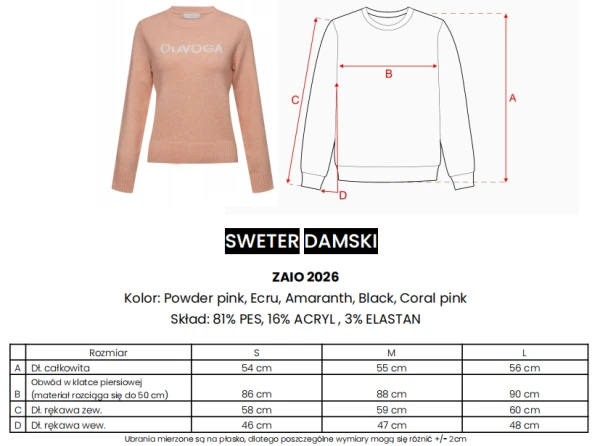 Sweter damski OLAVOGA ZAIO 2026 amarant- maWer Fashion