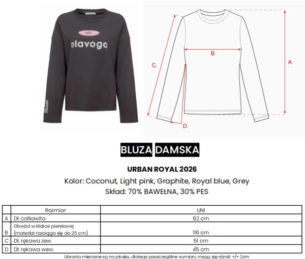 Bluza damska OLAVOGA URBAN ROYAL 2026 szara - maWer Fashion