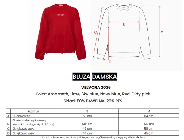 Bluza damska OLAVOGA VELVORA 2026 amarant - maWer Fashion