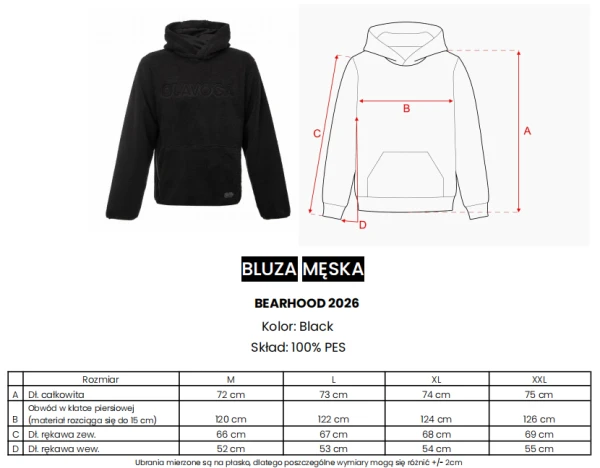 Bluza męska OLAVOGA BEARHOOD 2026 czarna - maWer Fashion