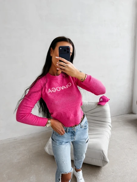 Sweter damski OLAVOGA ZAIO 2026 amarant- maWer Fashion