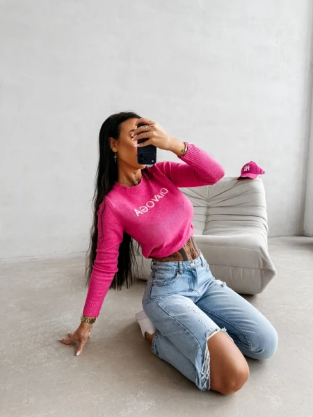 Sweter damski OLAVOGA ZAIO 2026 amarant- maWer Fashion