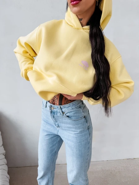 Bluza damska OLAVOGA LUCKY MINDSET 2026 żółta  - maWer Fashion