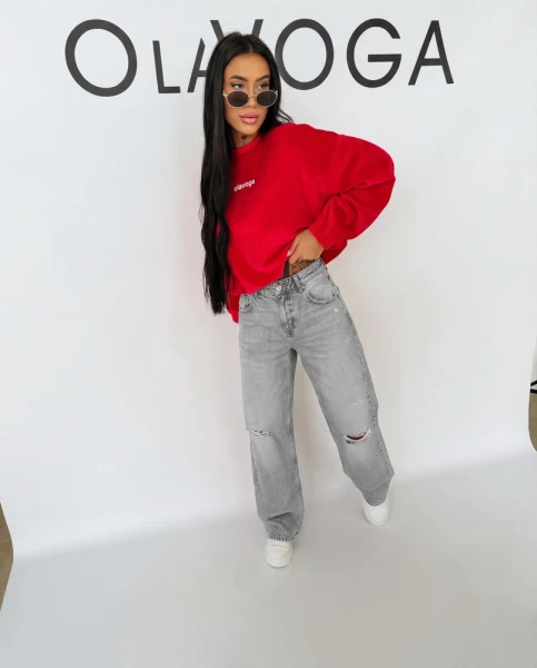 Bluza damska OLAVOGA VELVORA 2026 czerwona - maWer Fashion