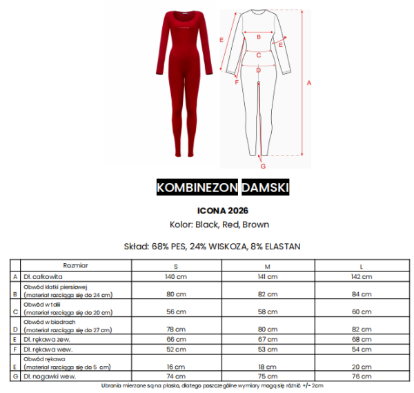 Kombinezon damski OLAVOGA ICONA 2026 czerwony - maWer Fashion