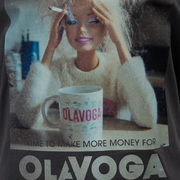 T-shirt damski OLAVOGA EARNED 2026 grafit - maWer Fashion