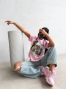 T-shirt damski OLAVOGA EARNED 2026 pudrowy róż - maWer Fashion