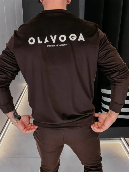 Welurowy komplet męski OLAVOGA LEGACY 2026 brąz - maWer Fashion