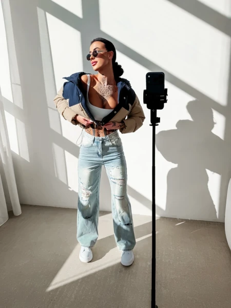 Spodnie damskie OLAVOGA BAMBI 2026 niebieskie - maWer Fashion