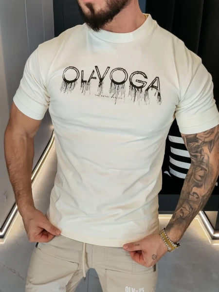 T-shirt męski OLAVOGA CUON 2026 ecru - maWer Fashion