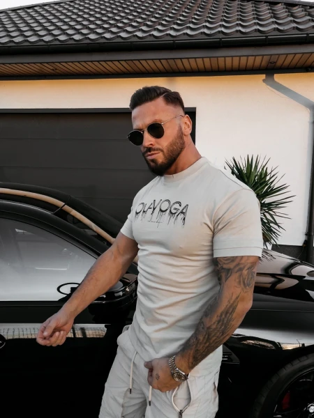 T-shirt męski OLAVOGA CUON 2026 ecru - maWer Fashion