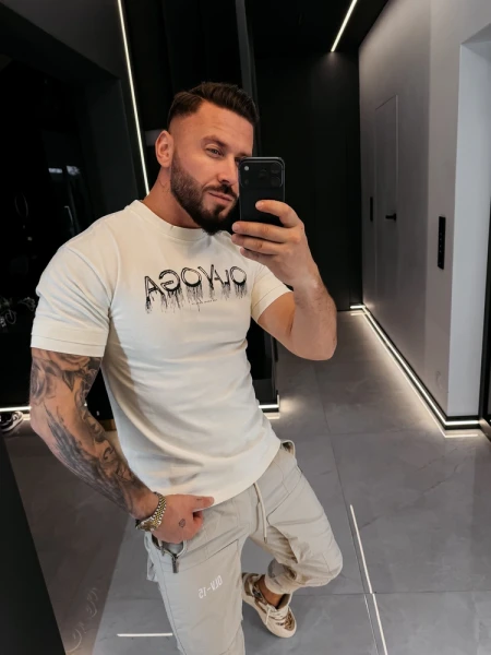 T-shirt męski OLAVOGA CUON 2026 ecru - maWer Fashion
