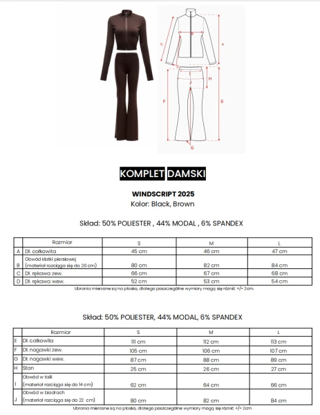 Komplet damski OLAVOGA WINDSCRIPT 2025 brąz - maWer Fashion