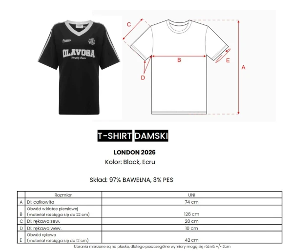 T-shirt damski OLAVOGA LONDON 2026 czarny - maWer Fashion