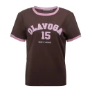 T-shirt damski OLAVOGA ZELVORA 2026 brąz - maWer Fashion