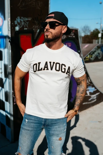 T-shirt męski OLAVOGA ROQA 2026 ecru - maWer Fashion
