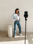 Kurtka damska bomberka OLAVOGA MOONKAO 2026 niebieska - maWer Fashion