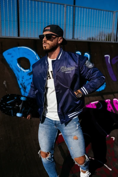 Kurtka męska bomberka OLAVOGA PITWEST 2026 granatowa - maWer Fashion