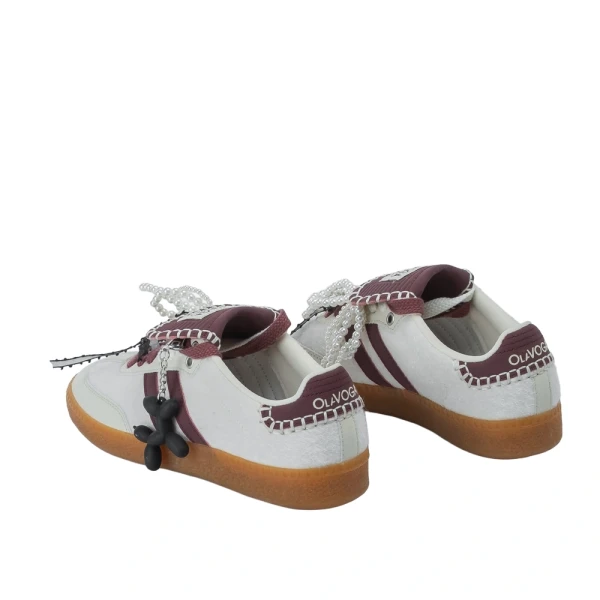 Buty damskie sneakersy OLAVOGA ANATY 2026 ecru- wine red  - maWer Fashion