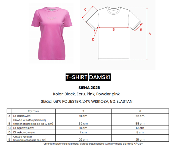 T-shirt damski OLAVOGA SIENA 2026 pudrowy róż - maWer Fashion