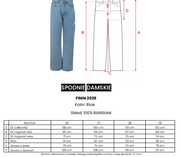 Spodnie damskie jeansy OLAVOGA FININ 2026 niebieskie - mawer Fashion