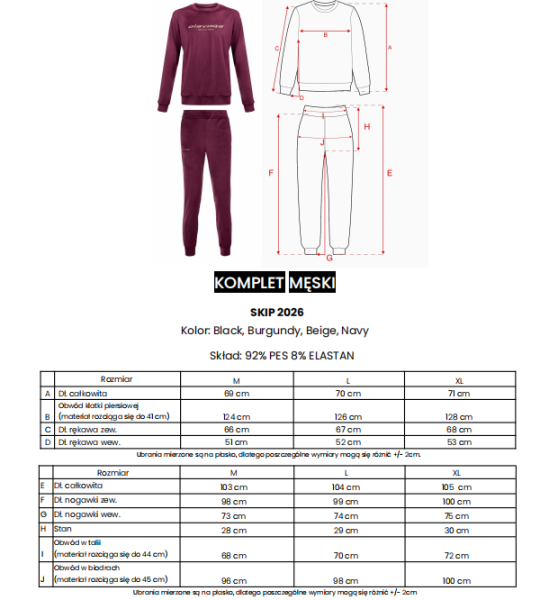 Welurowy komplet męski OLAVOGA SKIP 2026 beż - maWer Fashion