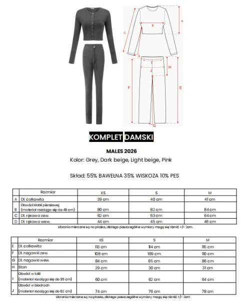Komplet damski OLAVOGA MALES 2026 jasny beż - maWer Fashion