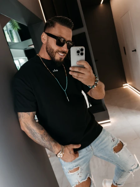 T-shirt męski OLAVOGA NOVAVEON 2026 czarny - maWer Fashion