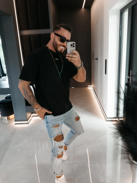 T-shirt męski OLAVOGA NOVAVEON 2026 czarny - maWer Fashion