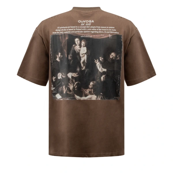 T-shirt męski OLAVOGA NOVAVEON 2026  brązowy - maWer Fashion
