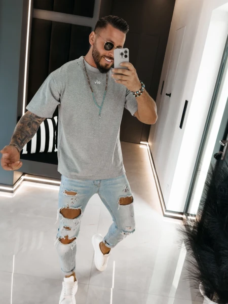 T-shirt męski OLAVOGA NOVAVEON 2026 szary - maWer Fashion