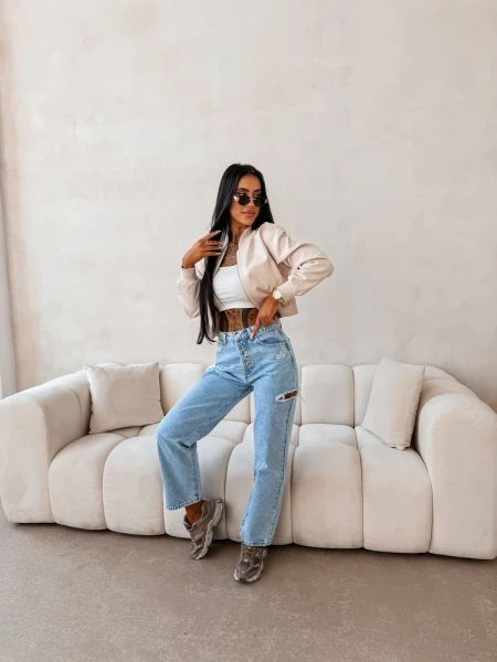 Spodnie damskie jeansy OLAVOGA FININ 2026 niebieskie - mawer Fashion