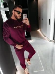 Welurowy komplet męski OLAVOGA SKIP 2026 bordo - maWer Fashion