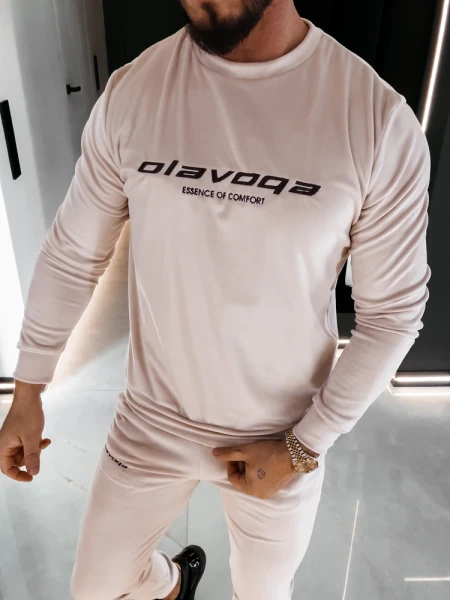 Welurowy komplet męski OLAVOGA SKIP 2026 beż - maWer Fashion